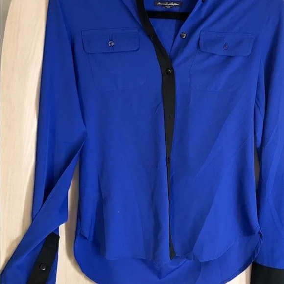 American Eagle Outfitters Blue and Black Women's Top - Picture 4 of 6